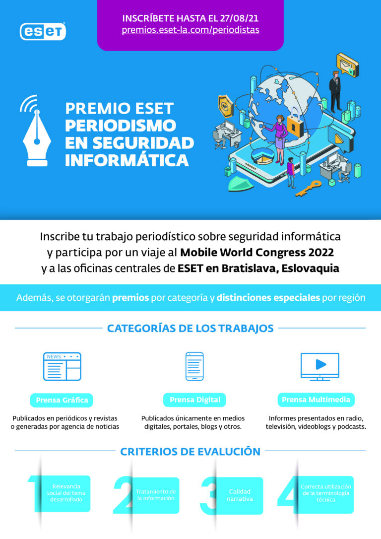 Últimos días para inscribirse al Premio ESET al Periodismo en Seguridad Informática