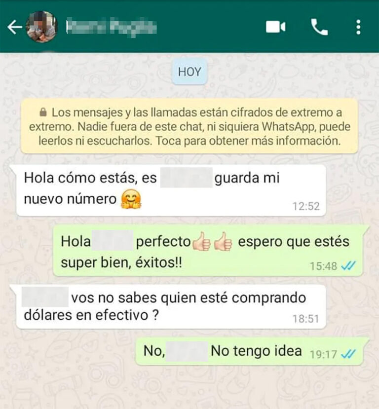 Estafadores suplantan identidad de usuarios legítimos por WhatsApp para ofrecer dólares para vender