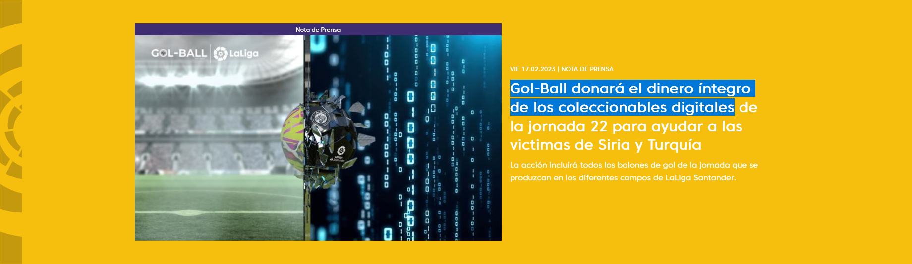 Gol-Ball donará el dinero íntegro de los coleccionables digitales