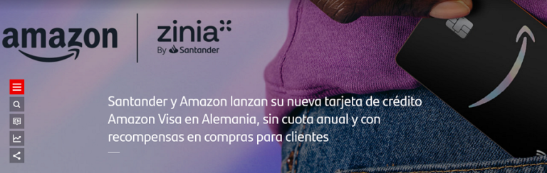 Santander y Amazon lanzan su nueva tarjeta de crédito Amazon Visa en Alemania, sin cuota anual y con recompensas en compras para clientes